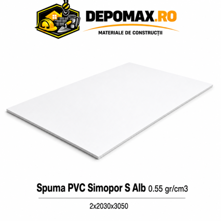 Placa rigida PVC Simopor S Alb 0.55 g/cm3, 2x2030x3050 mm